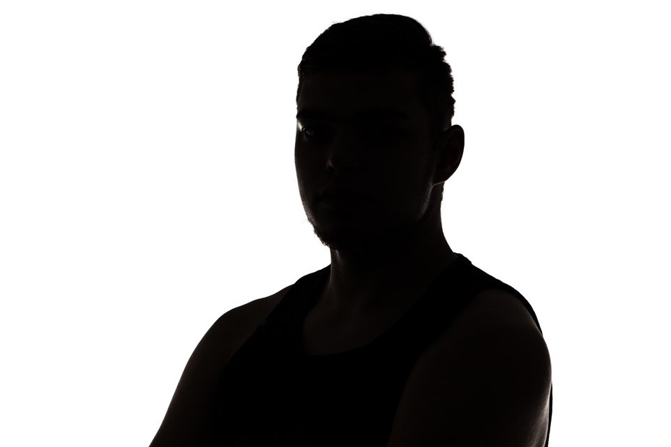 Portrait of muscular man's silhouette